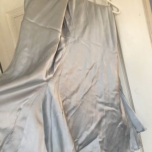 Tea length silk skirt shimmery gray.